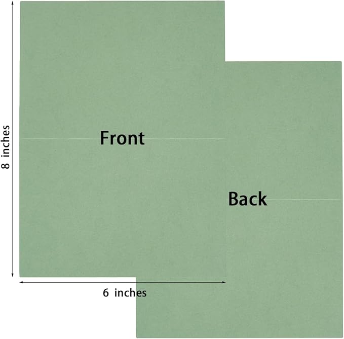 50 Pack Blank Cards Folded Cardstock Thank You Blank Greeting Cards for Invitations, Wedding, Greeting Cards, All Occasion DIY, 4x6 Folded Cards Sage-Green