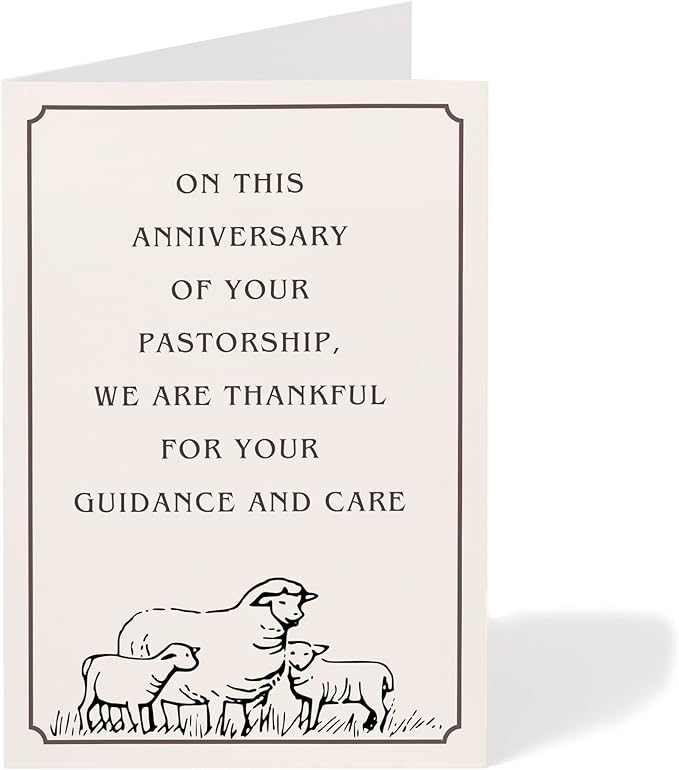 M Market On Mainstreet Pastor Cards, 5x7 inches, Single Card with Envelope, Made in USA (Shepard Anniversary)