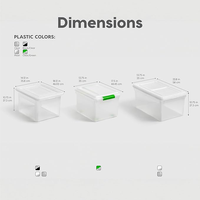 IRIS USA File Box Plastic File Organizer for Letter/Legal File, Document Box, Storage Bin Tote Organizer with Durable and Secure Latching Lid, Stackable, Nestable, BPA-Free, Black 35 Qt. 4 Pack