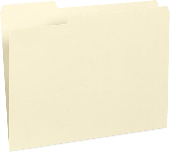 200 Blue Summit Supplies Manilla Folders - Letter Size File Folders with 1/3 Cut Top Tabs, Assorted Positions, Durable 11pt Manila Paper for Office Organization