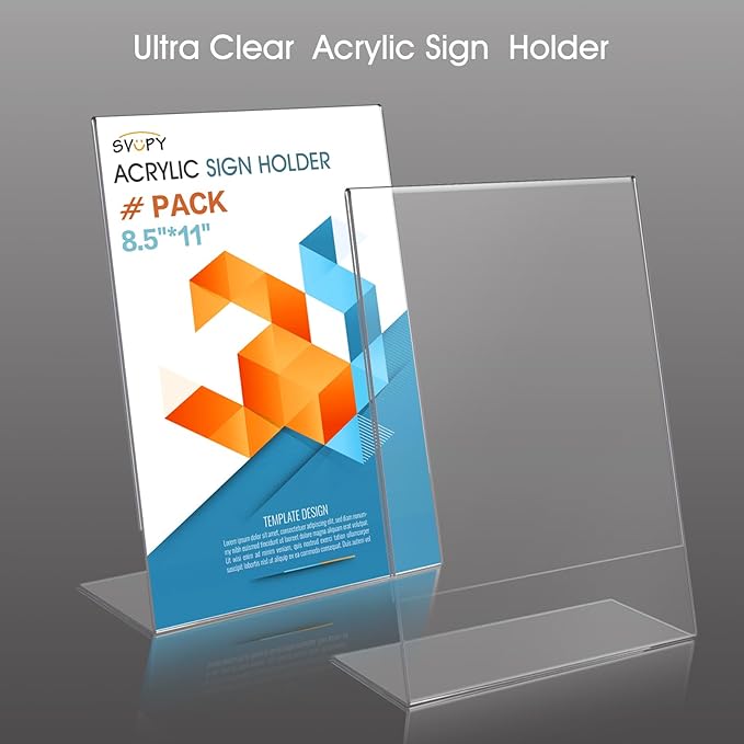 3 Pack 8.5 x 11 Acrylic Sign Stand Holders - 8.5 x 11 Inches Clear Plastic Table Paper Display Stand, Suit for Displaying Posters, Picture, Flyers, Menu