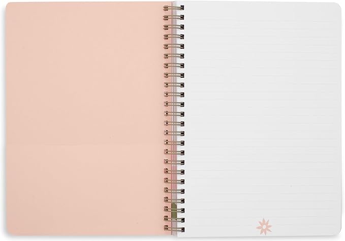 Steel Mill & Co Cute Mini Spiral Notebook, 8.25" x 6.25" Journal with Durable Hardcover and 160 Lined Pages, Star Floral, Blush