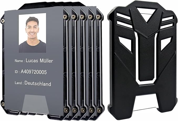VIQWYIC 6 Pcs Heavy Duty ID Card Holder, Vertical Card Holder with Clear Window for ID, Credit Cards, Built-in Elastic Clip, 5 Card Capacity