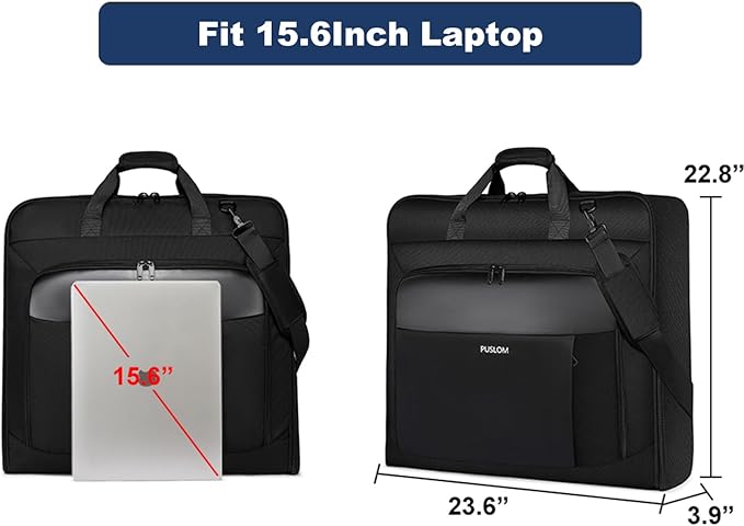 Garment Bag Travel Suit Bag for Men Large 40-Inch Carry on Garment Bag Up to 3 Suits for Business Trips,2 in 1 Hanging Suitcase Luggage Bags for Travel,Foldable Carry On Bag Fits 15.6Inch Laptop,Black