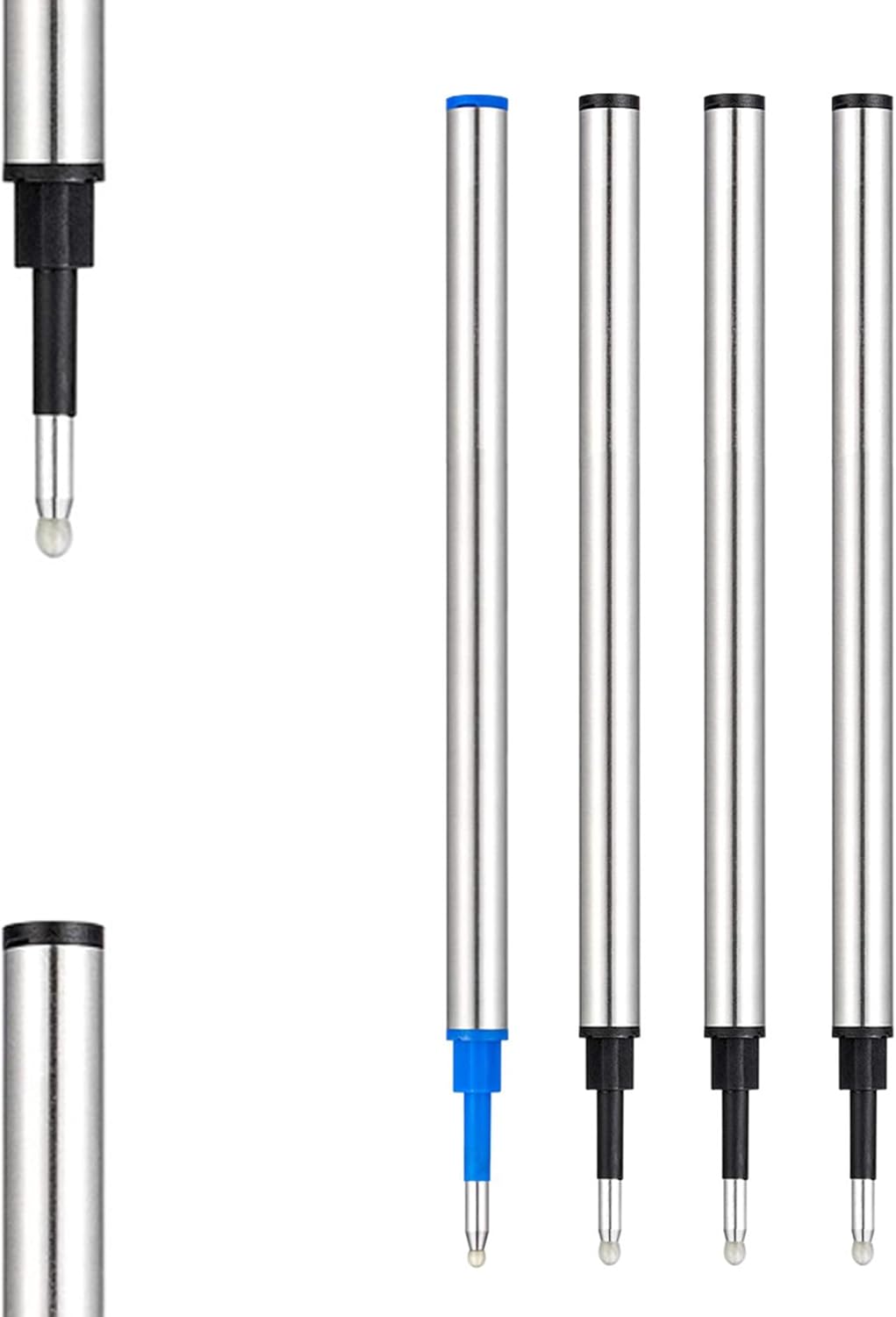 DunBong Rollerball Pen Refills, Roller Ball Fine Point 0.5mm, Red Ink Refill Pack of 5 - Replaceable Ballpoint Pen Refills Medium Point (Black)