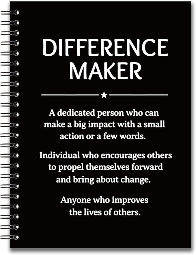 YAZMEEN Difference Maker Blank Spiral Notebook（160 Pages） Difference Maker Definition Hardcover Notebook Thank You Gift for Women Men Funny Office Journal Gift for Teacher Boss Leader Mentor Manager