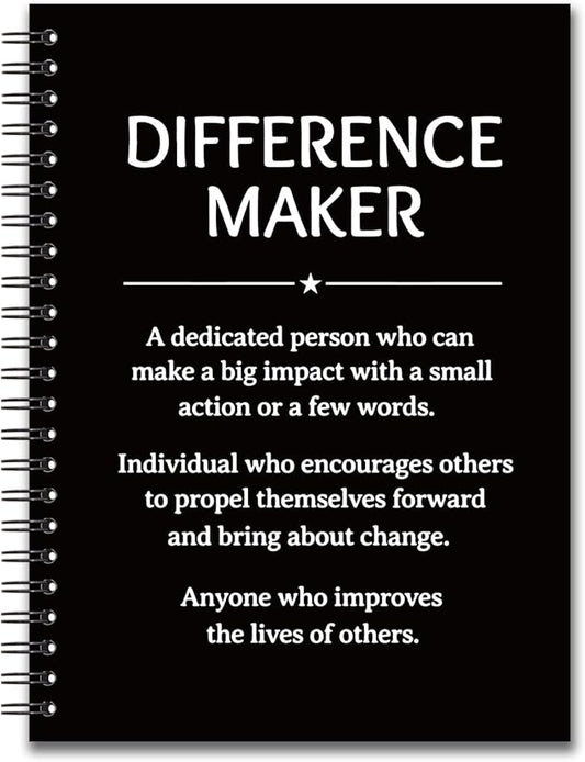 YAZMEEN Difference Maker Blank Spiral Notebook（160 Pages） Difference Maker Definition Hardcover Notebook Thank You Gift for Women Men Funny Office Journal Gift for Teacher Boss Leader Mentor Manager