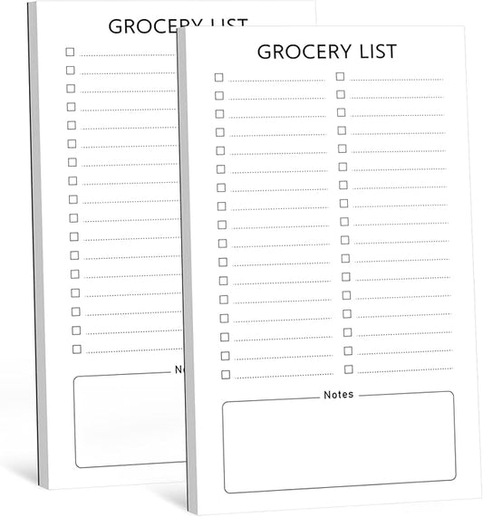 Joyberg Grocery List Magnet Pad for Fridge, 2 Pack Magnetic Notepads for Refrigerator, Magnetic Grocery List Pad for Fridge, Full Magnet Back Shopping Lists, 60 Sheets Per Note Pads