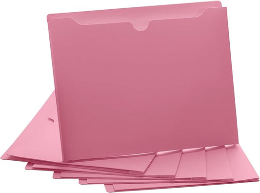 Pink File Jackets, 2 Inch Expansion, Letter Size, Reinforced Straight-Cut Tab, 6 Pack
