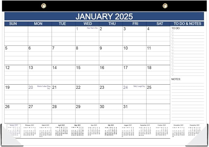 Desk Calendar 2025-2026, Runs Jan 2025 to Jun 2026, Desk Calendar with to-do List, 140gsm Paper, 18 Monthly Desk Calendar, 17" x 12" Desk Calendar 2025-2026, Desk Calendar for School, Home or Office