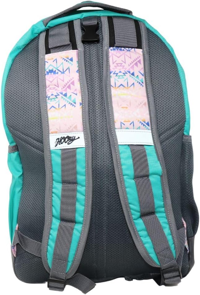 HOOEY Ox 40 Liter Hiking Backpack Rain Cover Hat Strap Laptop Sleeve Hydro Pockets (Turquoise/Pink)