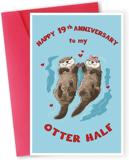 Funny 19 Years Anniversary Card for Her Him,Cute 19th Anniversary Card for Husband Wife Boyfriend Girlfriend Couple,Romantic 19th Anniversary Card Gift