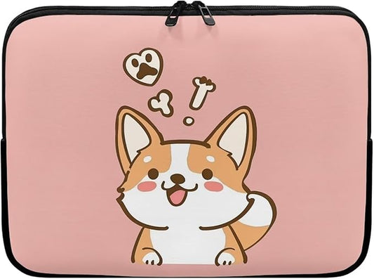 Cute Corgi Laptop Sleeve for Women Girls 13 inch Laptop Protector with Multiple Uses Computer Carrying Case PinkTablet Bag Lap Top Case Men Laptop Protector