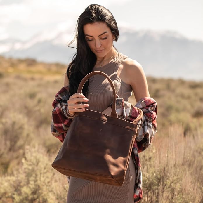 Rosewood Leather Tote Bag for Women - Genuine Leather Laptop Shoulder Bag, Large and Durable Tote, Perfect for Everyday Use