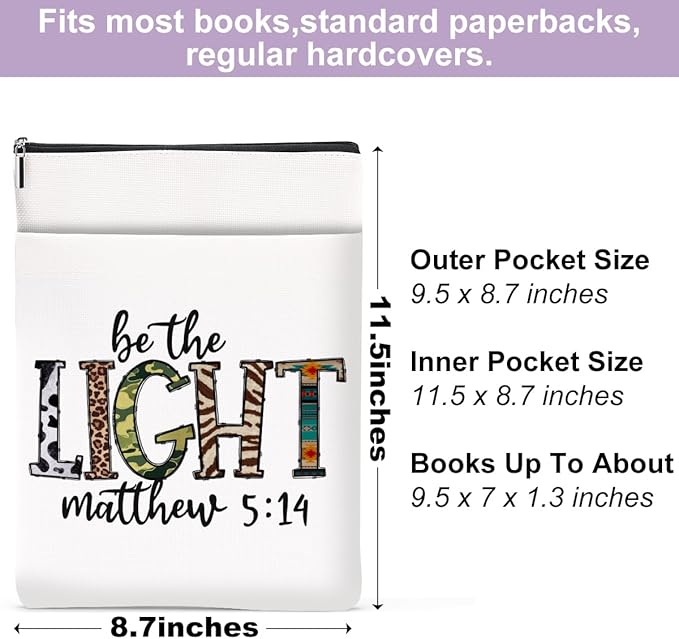 Inspirational Western Bible Verse Christian Gifts Book Sleeve Book Cover Religious Cowgirl Accessories for Women Sister BFF Friendship Christmas Birthday Book Lovers Gifts Book Protector with Zipper