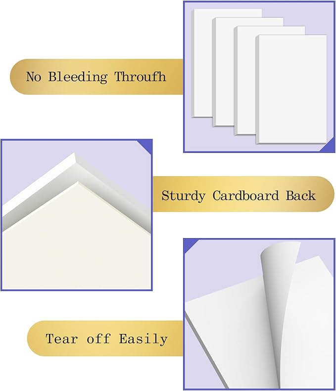 Note Pads 3x5 Small Memo Pads, 12 Pack Server Note Pads, Scratch Pads 3x5, Mini Note Pads White Paper 3x5'', 50 Sheets per Blank Note pads 3x5, Small Writing Pads 3X5 for Office School Home Supplies