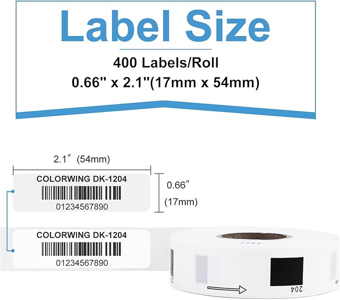 COLORWING Labels Compatible for Brother DK-1204 (0.66" x 2.1"), Multipurpose Return Address Die-Cut Label Roll, Use with QL 700 810w 820nwb Printers (10 Rolls + 2 Frame)