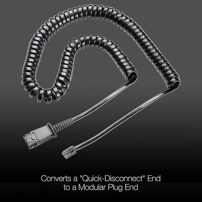 Global Teck U10p Plantronics - Poly Type Headset Telephone Cord Compatible with Mitel, Aastra, Polycom, Nortel, Meridian Landline Phones - For Plantronics H and HW series Corded Headsets and EncorePro