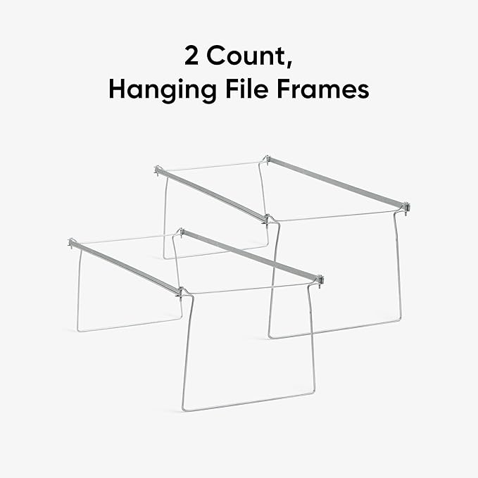 Smead Heavy Duty Steel Hanging File Folder Frame, Letter Size, Gray, Adjustable Length 23" to 27", 2 per Pack (64872)