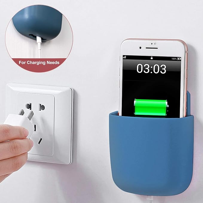 3 Pcs Remote Control Holder, Wall Mount Pen Holder Hole-Free Self Adhesive Phone Charging Organizer Pencil Storage Containers for Home Office School Supply Orgaizer (Gray