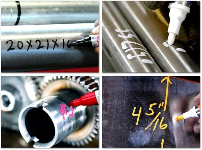 Metal Marking Paint Pen - Industrial Marker For Writing & Drawing on Steel and Metals - Washable Removable Paint Markers For Metal, Wet Erase Metal Paint, White Paint Pen for Construction and Welders