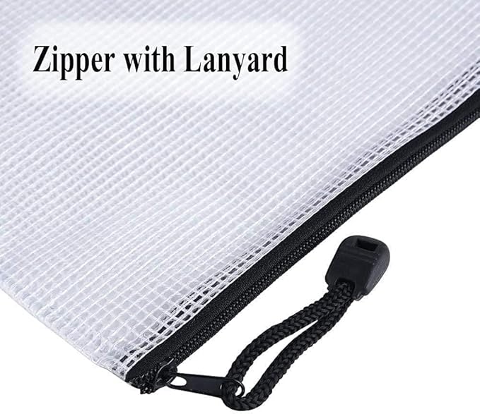 Oaimyy-B8, Mesh Zipper Pouch Document Folders Bag Plastic Zip File Folders for School Office Supplies, Travel, Puzzle Bags,Organizing Storage-Black,6 Pcs