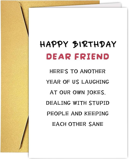 Funny Happy Birthday Card for Best Friend Bestie Sister, Jokey Friendship Card, Bday Gift for Famale Friends Cousin, Ideal Friendship Birthday Gift For Her Women