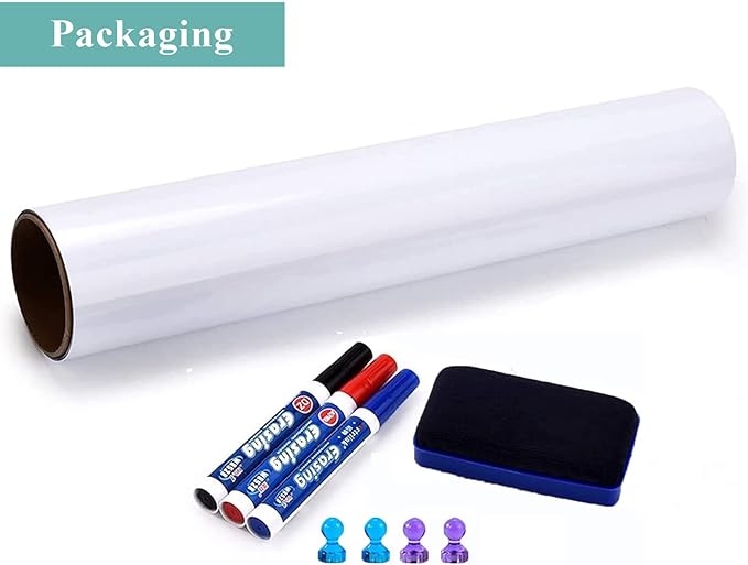 Magnetic Dry Erase Whiteboard Paper, 30" x 40" Self Adhesive Whiteboard for Wall, Easy to Write and Clean Dry Erase Board for Kids, Office, Home, with Marker, Magnetic Eraser and Magnets