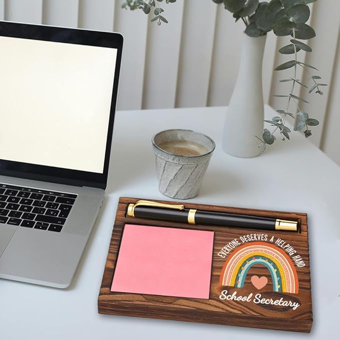 School Secretary Sticky Note Holder, School Secretary Appreciation Gifts, Thank You Gifts for School Secretary, School Secretary Office Decor Self-Stick Note Pad Holders YB372