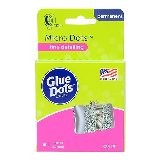 Glue Dots, Micro Dots, Double-Sided, Permanent, 1/8", 325 Dots, Diamond Painting Pen Glue, DIY Craft Glue Tape, Sticky Adhesive Glue Points, Liquid Hot Glue Alternative, Clear