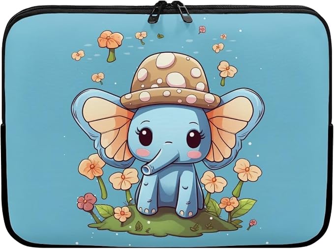 Cute Elephant Laptop Protective Sleeve for Women Girls 10 inch Computer Sleeve Bag Flower Zippered Pouches Lap Top Case Suitable for Daily Use Travel School Office Organizers Bag