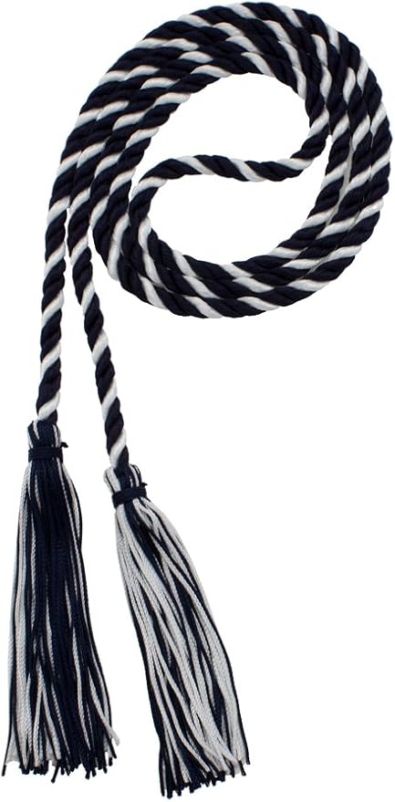 Tassel Depot Graduation Honor Cord - Navy/White - Every School Color Available - Made in USA