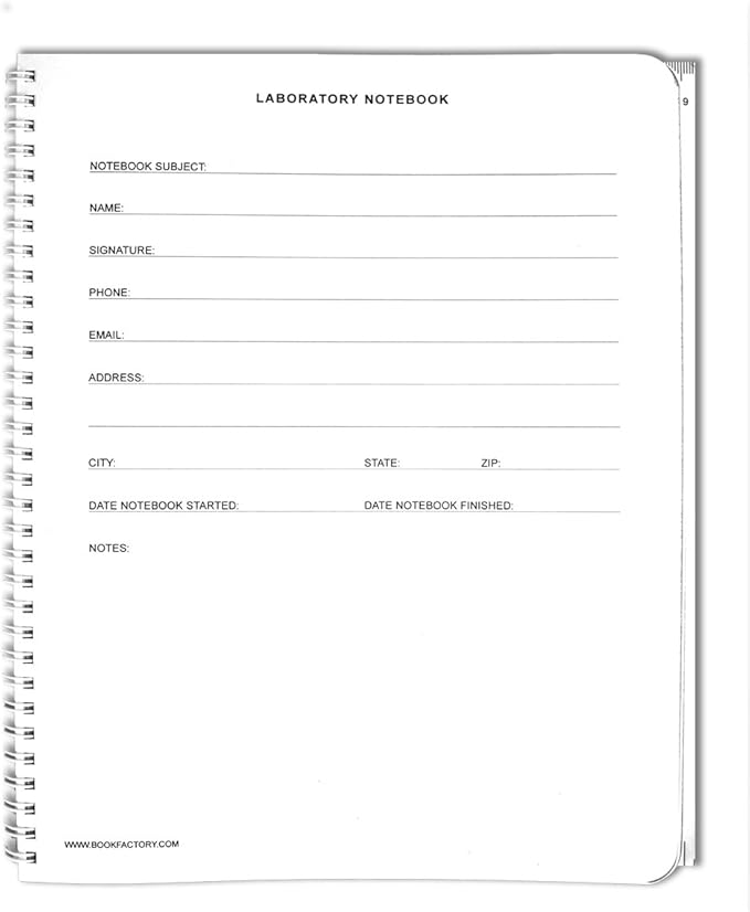 BookFactory Student Lab Notebook (Scientific Grid Format) - Standard No Carbon Copies 8.5" x 11" 75 Pages [Wire-O Bound] (LAB-075-WTG)