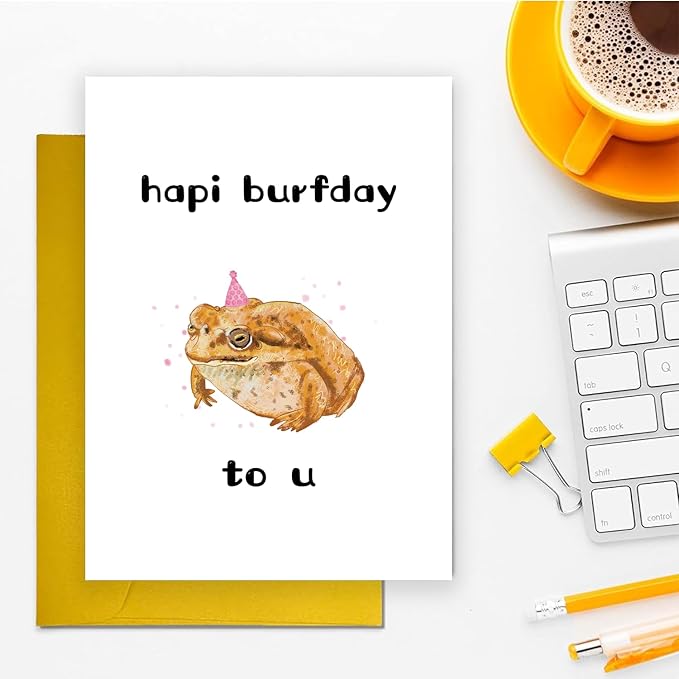 Funny Grumpy Frog Birthday Card Gift for Women Men Son Daugher, Toad Frog Lover Birthday Greeting Card Gift for Husband Wife Boyfriend Girlfriend