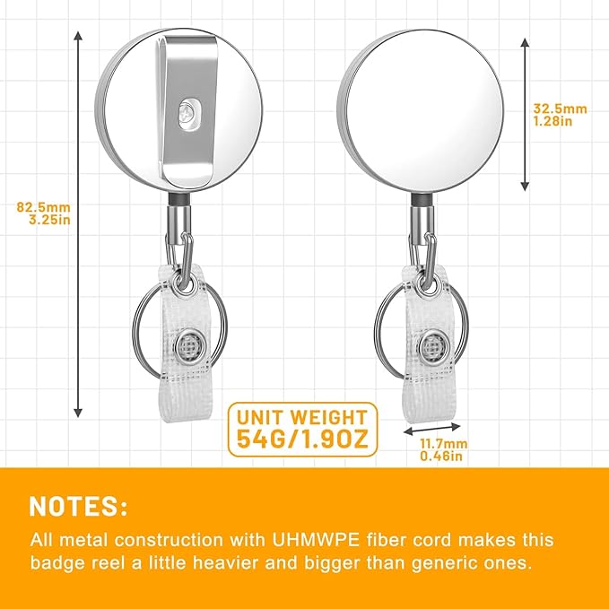 3 Pcs Heavy Duty Badge Reels Retractable Badge Holder, Selizo Metal Retractable Keychain Badge Reel ID Badge Holder Retractable with Belt Clip Key Ring for Key Name Card Holder