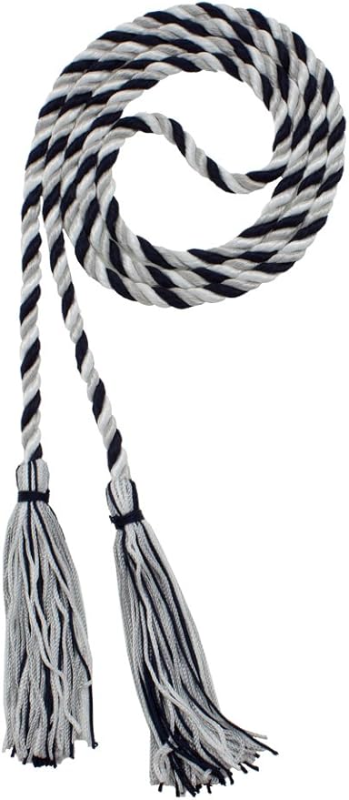 Tassel Depot Graduation Honor Cord - Navy/Gray/White - Every School Color Available - Made in USA