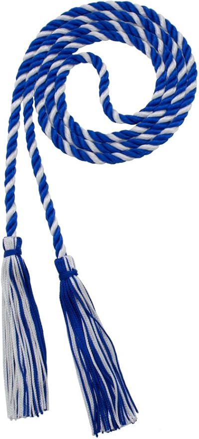 Tassel Depot Graduation Honor Cord - Royal/White - Every School Color Available - Made in USA