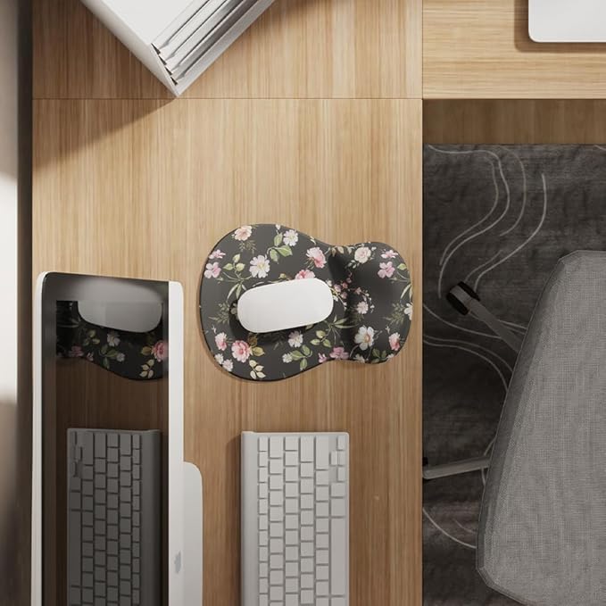 ErgoComfort Gel Wrist Rest Mouse Pad-Ergonomic Office Mousepad with Wrist Support-Non-Slip, Design Desk Accessories Mat for Home&Game Decor (08Floral Brust)