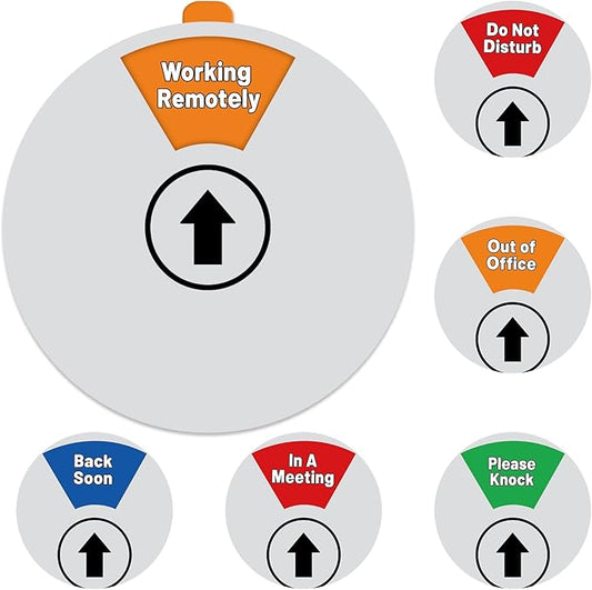 Out Of Office Sign for Door, 6 Options Status Private Sign, In a Meeting, Do Not Disturb, Working Remotely, In Out Sign Available and Away