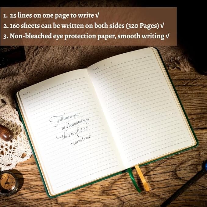 CAGIE 320 Pages Thick Hardcover Journaling Notebooks Vintage Leather Journal for Women Men A5 College Ruled Journals for Writing with Gift Box, 5.7 x 8.3 in, Dark Blue