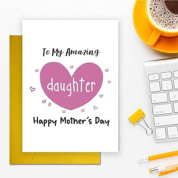 UUEFKTN Cute Mother's Day Card Gift for Daughter, Amazing Daughter Mothers Day Card Gift, Happy Mother's Day Card From Dad Mom Parent, Daughter Gift On Mothers Day