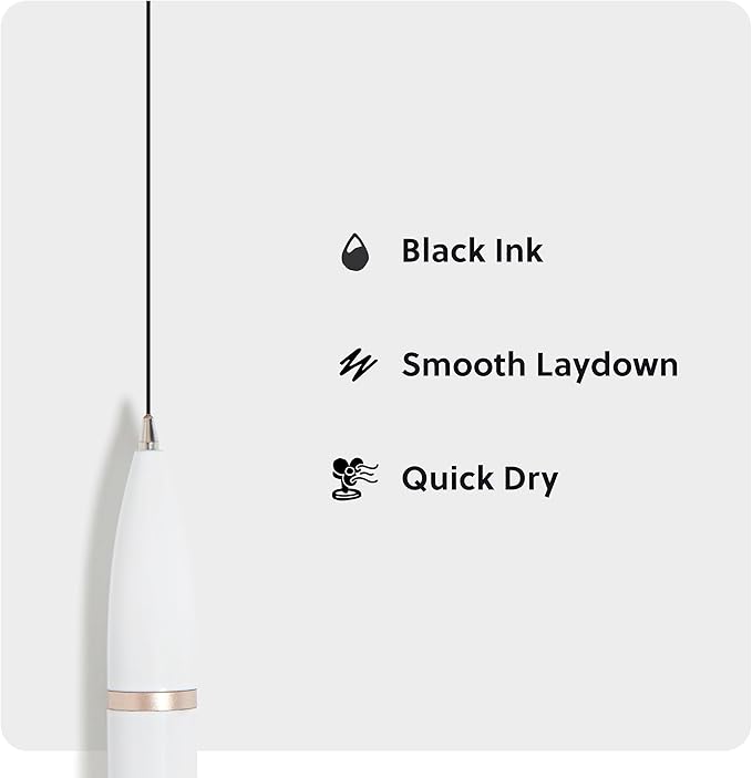 U Brands Monterey Ballpoint Pens, Set of 4, Black and White With Rose Gold Details, Bold (1.0 mm) Point, Black Ink