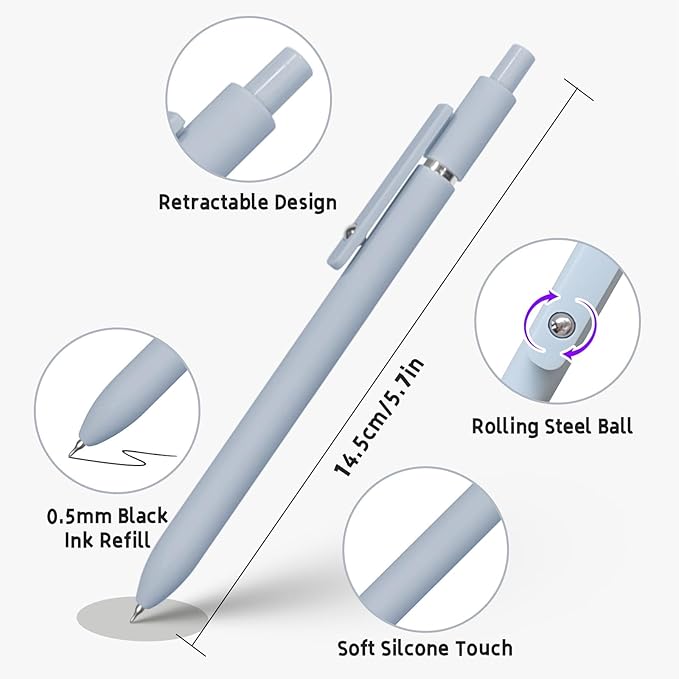 UIXJODO Gel Pens, 10Pcs 0.5mm Black Ink Pens Fine Point Smooth Writing Pens, High-End Series Retractable Pens for Journaling Note Taking, Cute Office School Supplies Gifts for Women (10 Pcs Morandi)