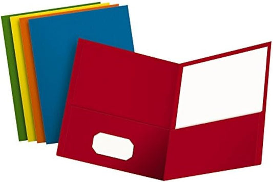 Oxford Two-Pocket Folders, Assorted Colors, Letter Size, 25 per box (57513)