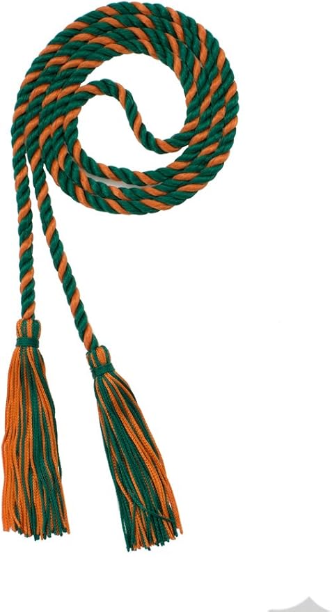 Tassel Depot Graduation Honor Cord - DK Green/Orange - Every School Color Available - Made in USA