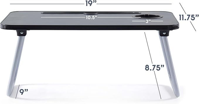 Nestl Lap Desk for laptop - Foldable Laptop Desk for Bed and Couch, Portable and Lightweight Laptop Stand for Bed Breakfast, Working, Reading, and Writing, Black, Small Laptop Tray