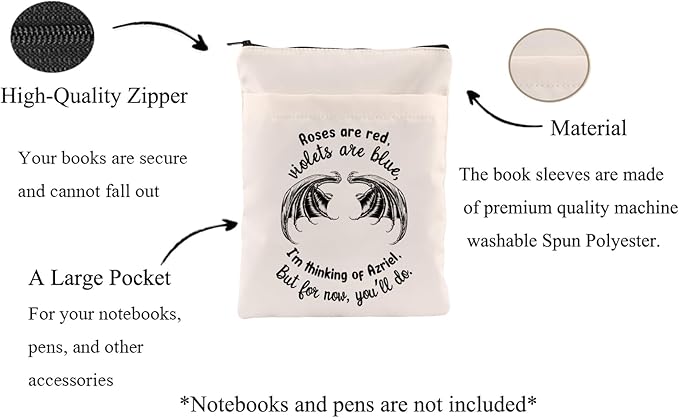 Roses are Red Violets are Blue Books Lover Gift Bat Boys Book Sleeve Book Merch Gift for Fans (Thinking of Azriel-b)