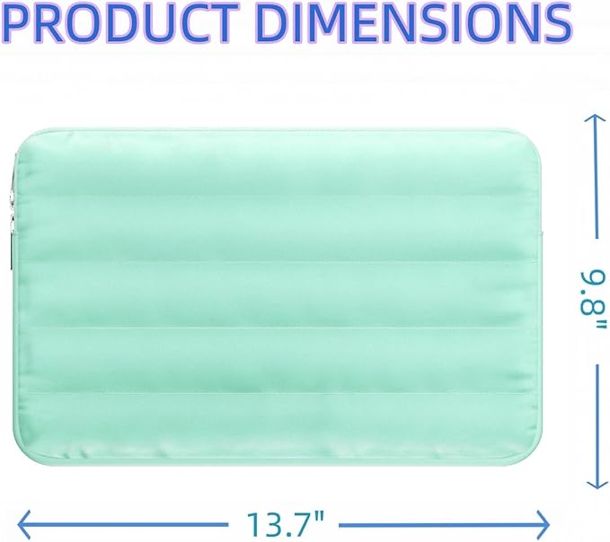 LS-M Puffy 13-14 Inch Laptop Sleeve Case for Women Men Cute Carrying Cover Compatible with MacBook Air M2, MacBook Pro 14 Protective Portable Case (Mint Green, 13-14inch)
