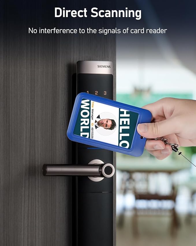 Uniclife 3 Pack Sliding ID Badge Holder Vertical Hard Plastic Case with Clear Window Blue Card Protector Pouch for Office School ID Credit Cards Proximity Key Cards Driver’s Licenses and Passes