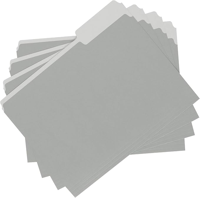 Amazon Basics File Folders, Letter Size, 1/3 Cut Tab, Gray, 36-Pack